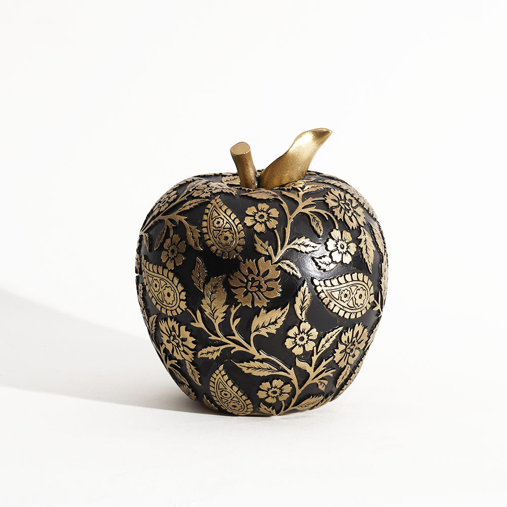 Paisley Apple Decorative Sculpture - Black Gold