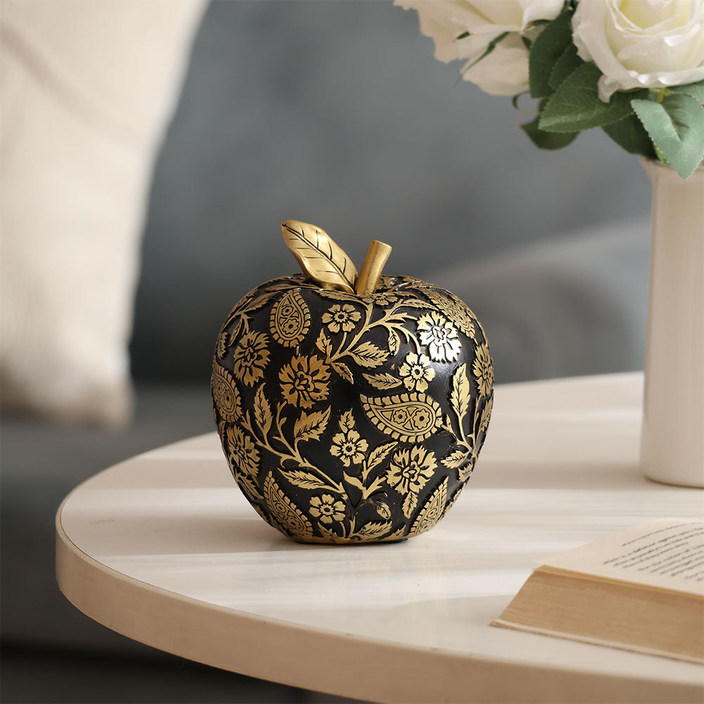 Paisley Apple Decorative Accent - Black Gold
