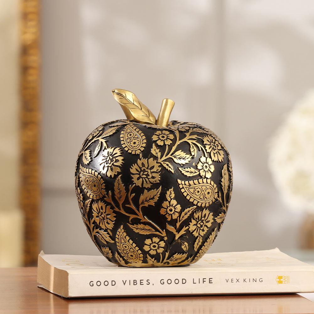 Paisley Apple Decorative Accent - Black Gold