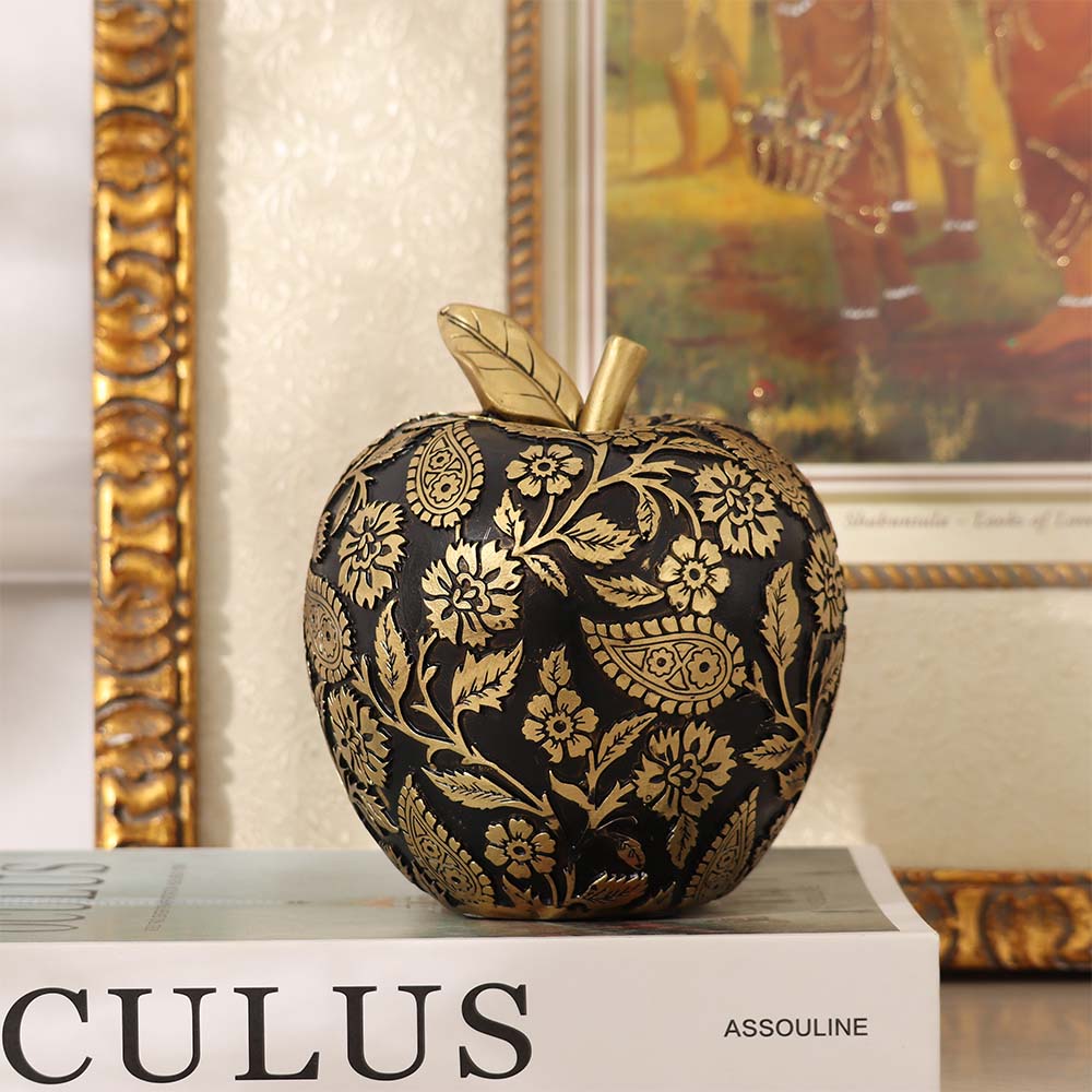Paisley Apple Decorative Accent - Black Gold