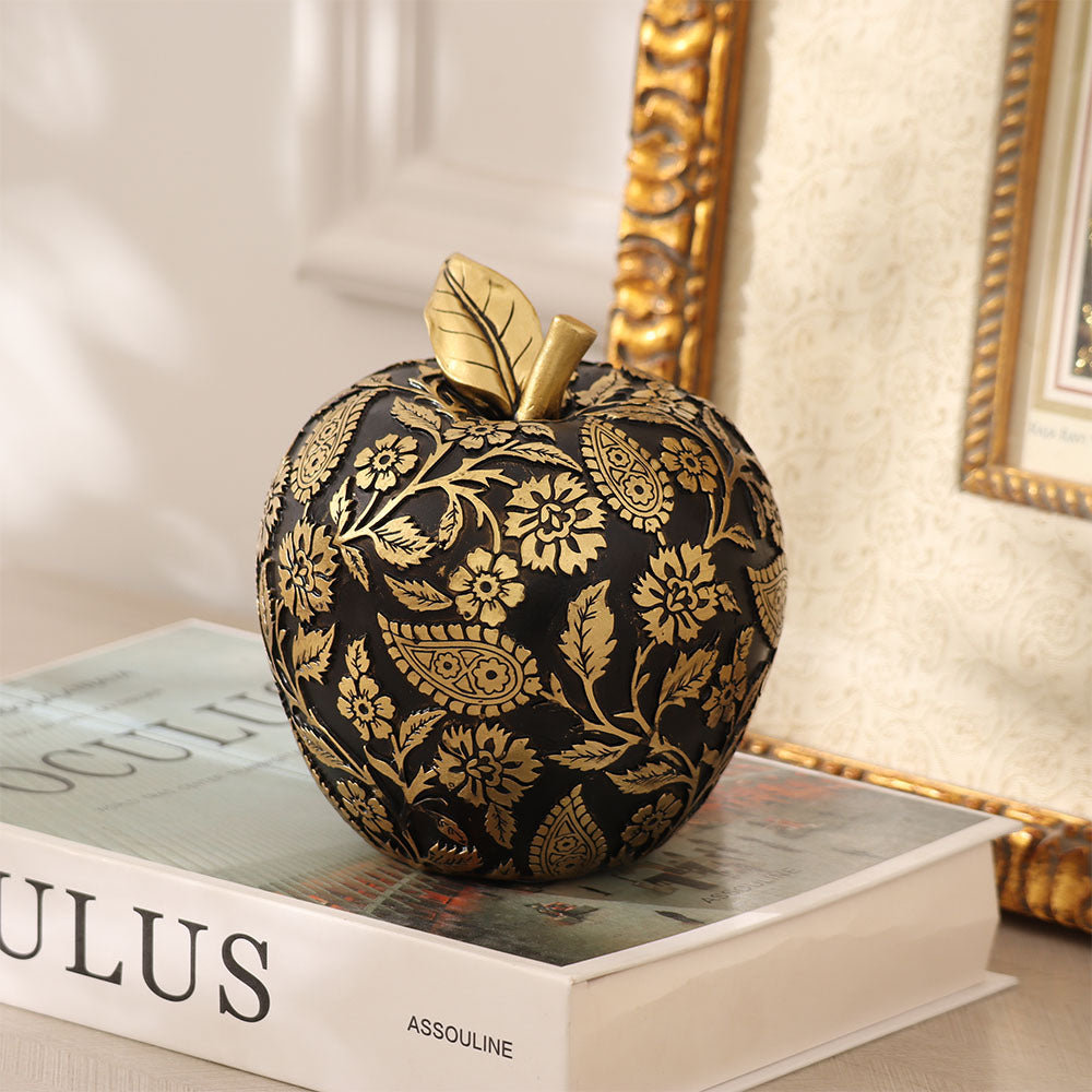 Paisley Apple Decorative Sculpture - Black Gold