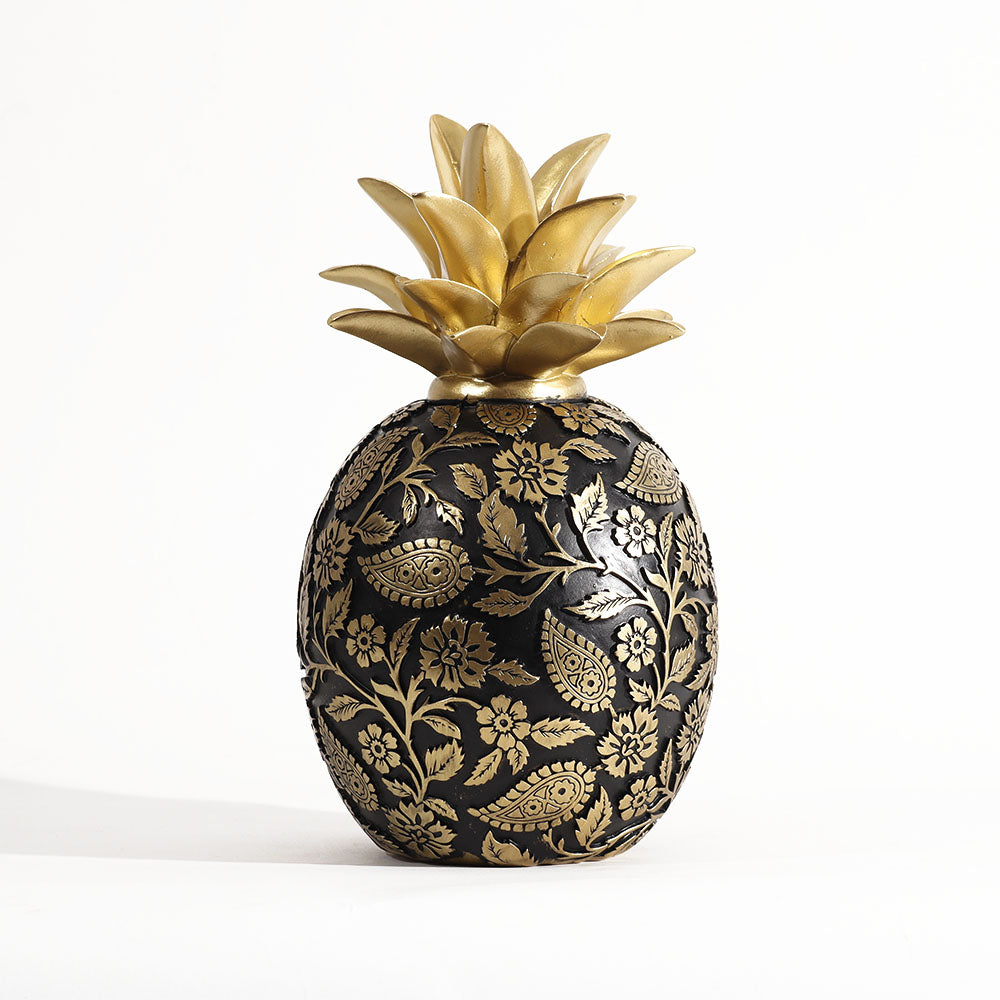 Paisley Pineapple Decorative Sculpture - Black Gold