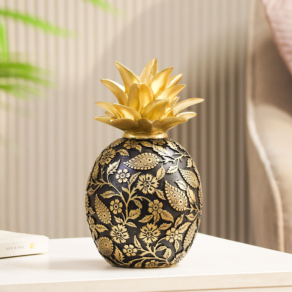 Paisley Pineapple Decorative Sculpture - Black Gold