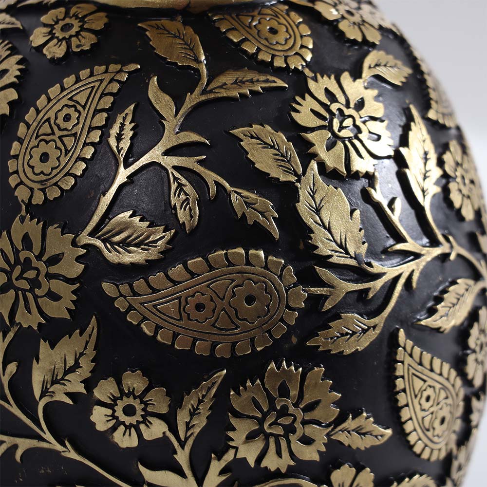 Paisley Pineapple Decorative Accent - Black Gold
