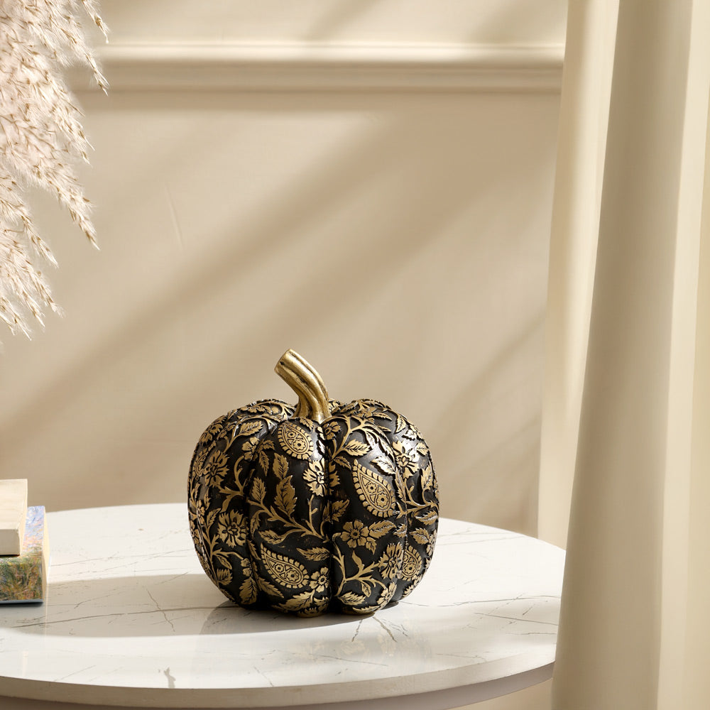 Paisley Pumpkin Decorative Accent - Glossy Black