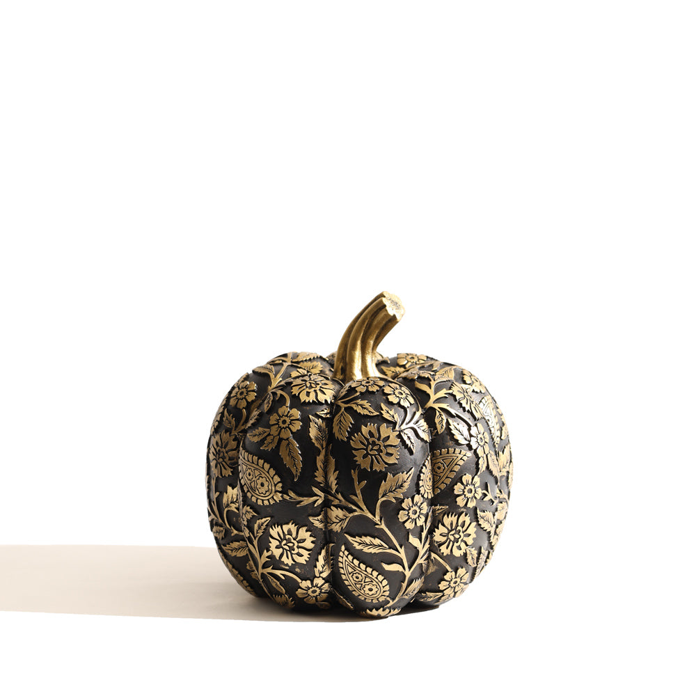 Paisley Pumpkin Decorative Accent - Glossy Black