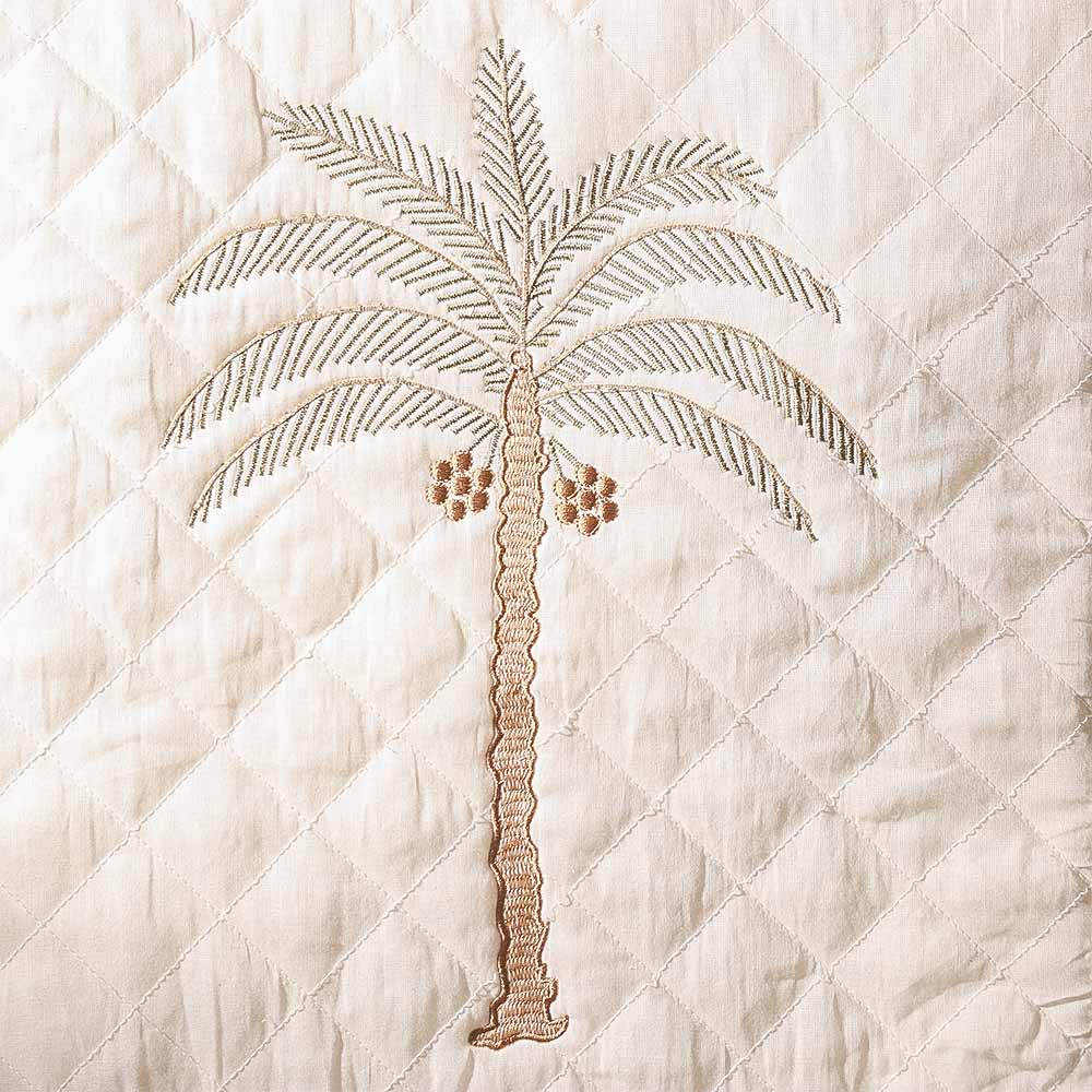 Palm Quilted Table Runner - Off White