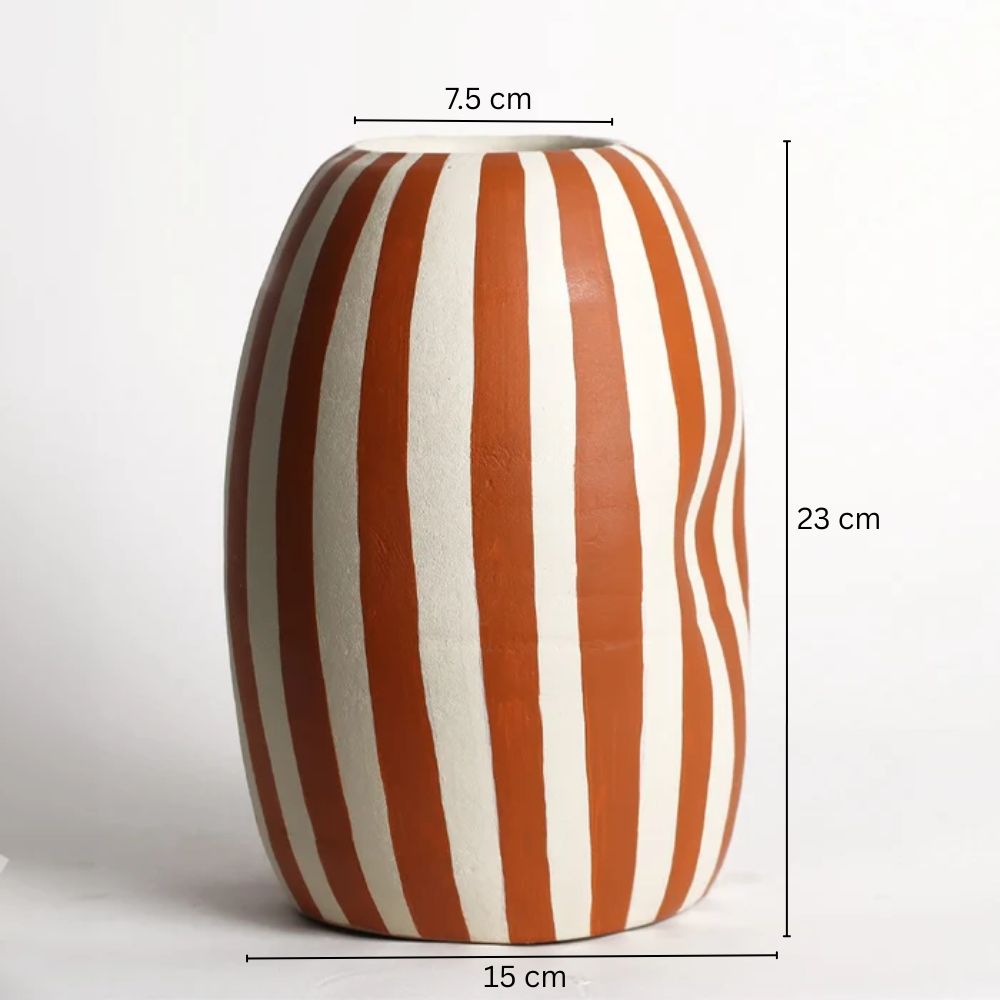 Palo Striped Vase Tall - Orange Cream