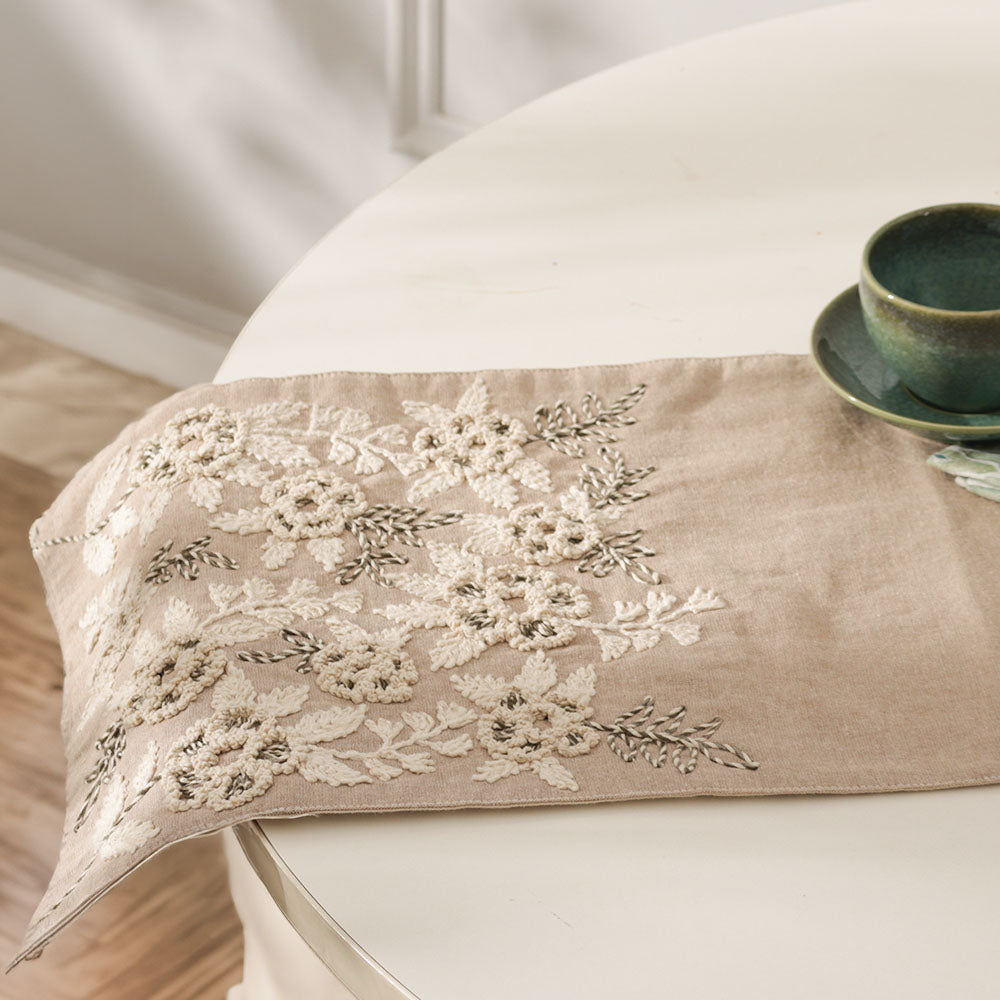 Pansy Embroidered Table Runner - White Chestnut