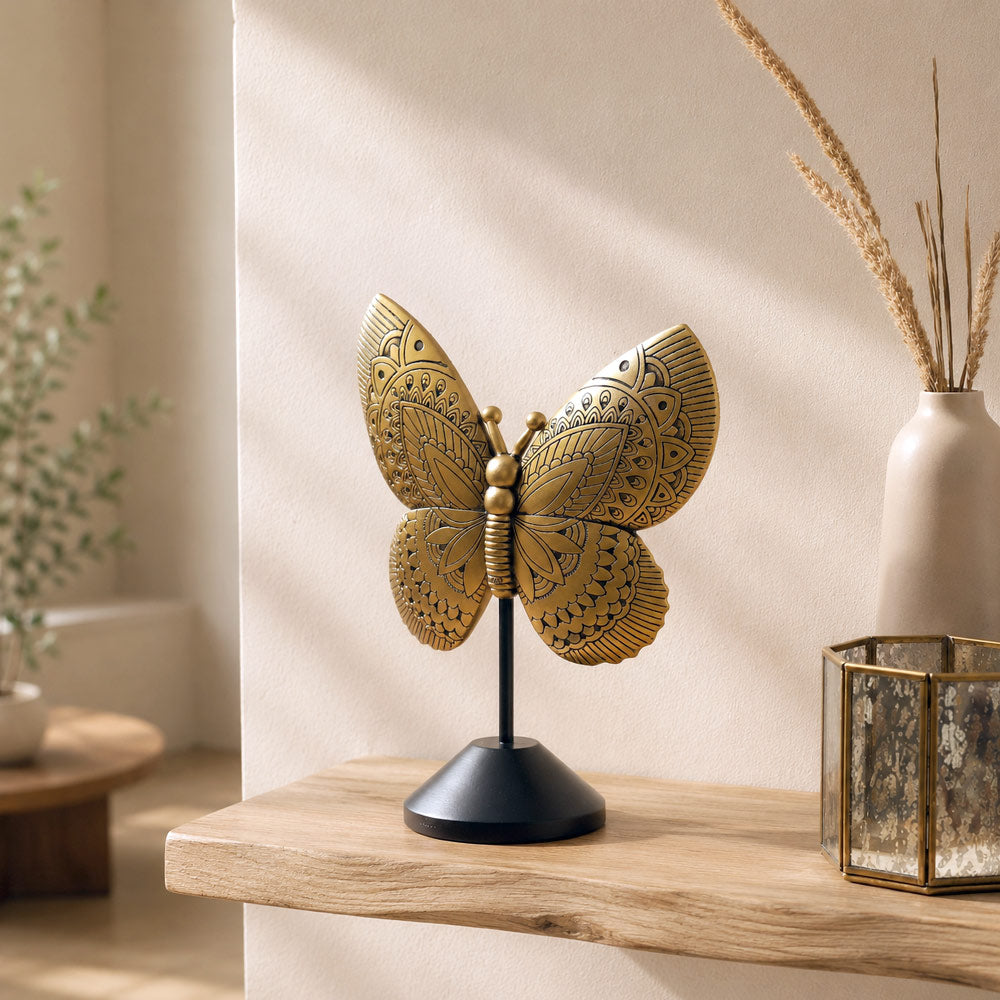Chintz Butterfly Sculpture - Black Gold