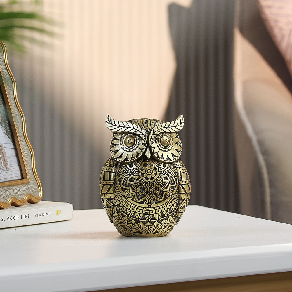 Marlowe Owl Sculpture - Black Gold