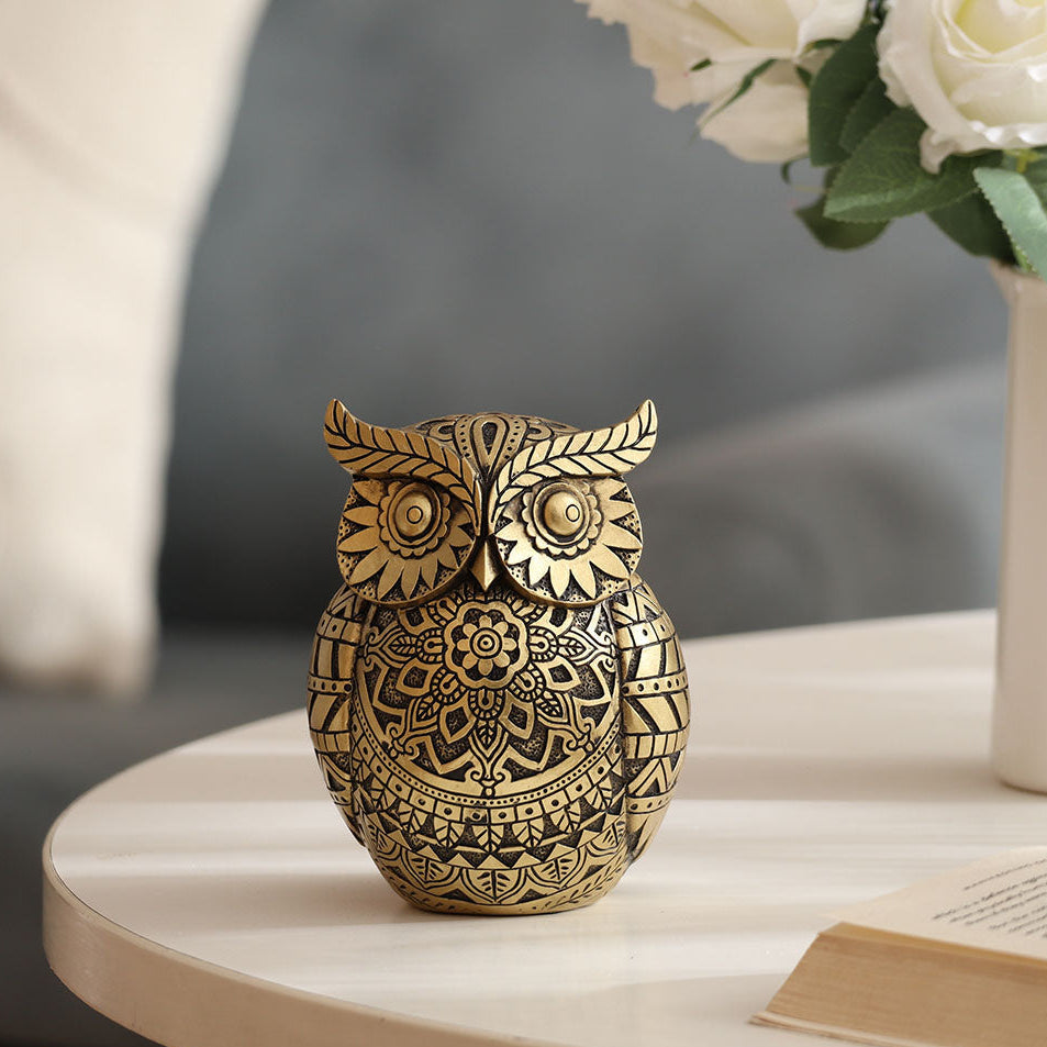 Marlowe Owl Sculpture - Black Gold