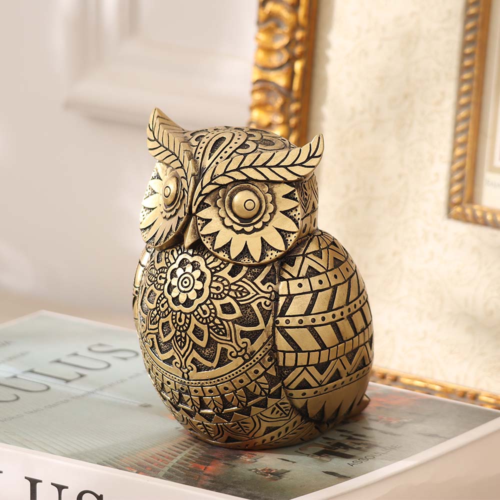 Marlowe Owl Sculpture - Black Gold