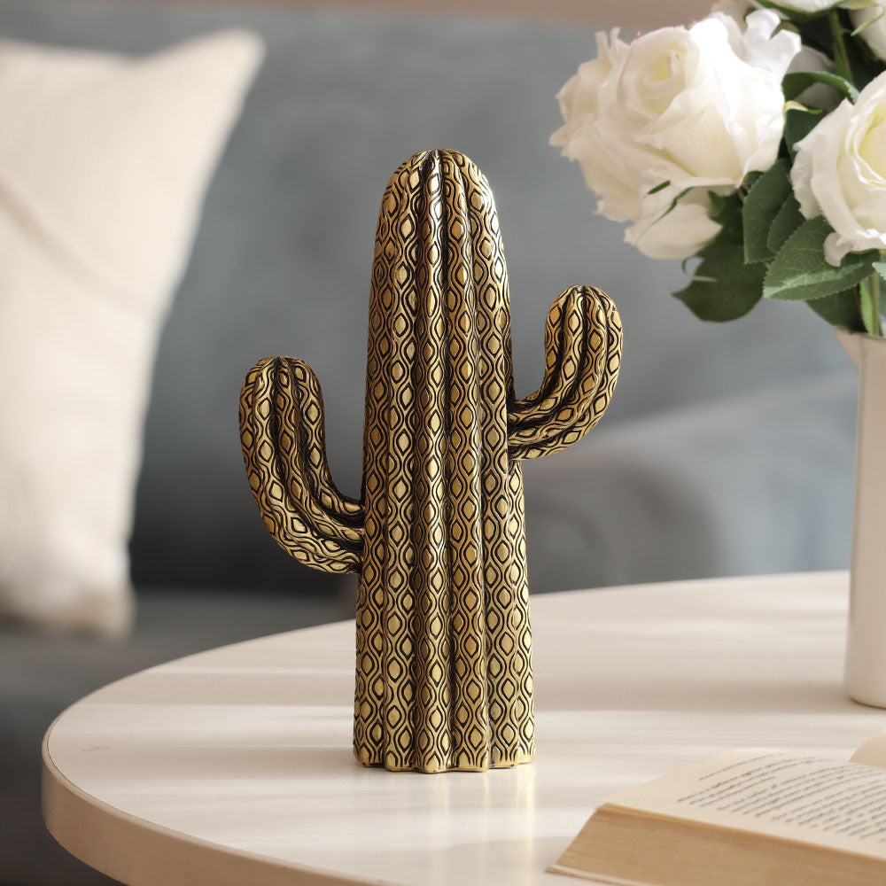 Saguaro Cactus Decorative Sculpture - Black Gold