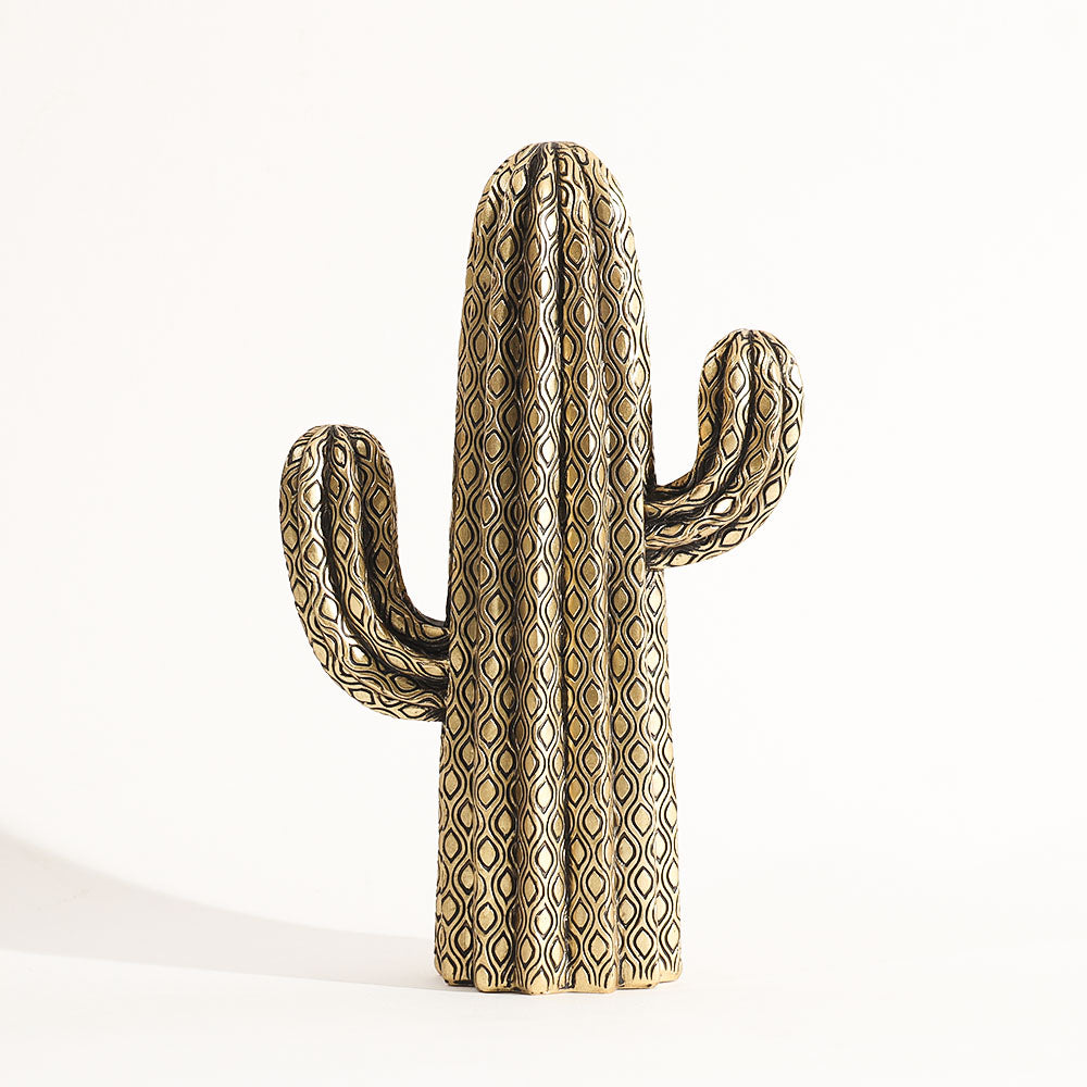 Saguaro Cactus Decorative Sculpture - Black Gold