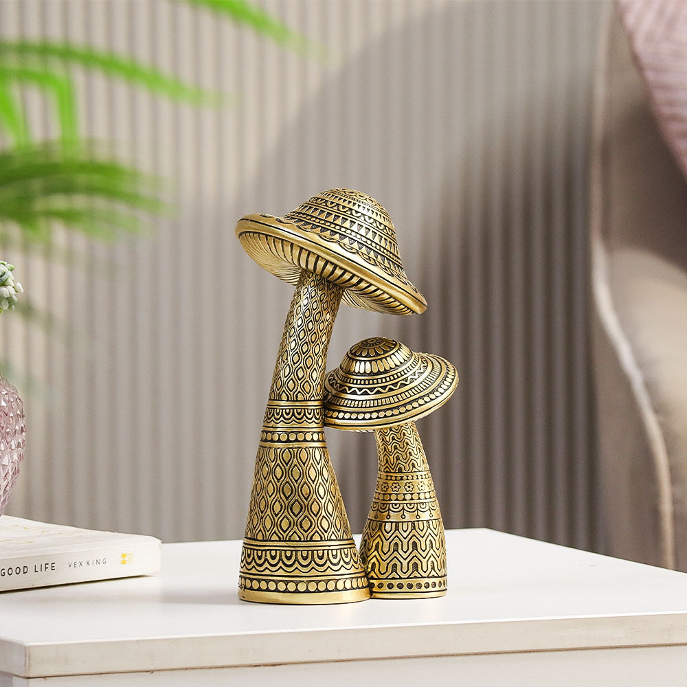 Duo Mushroom Decorative Sculpture - Black Gold