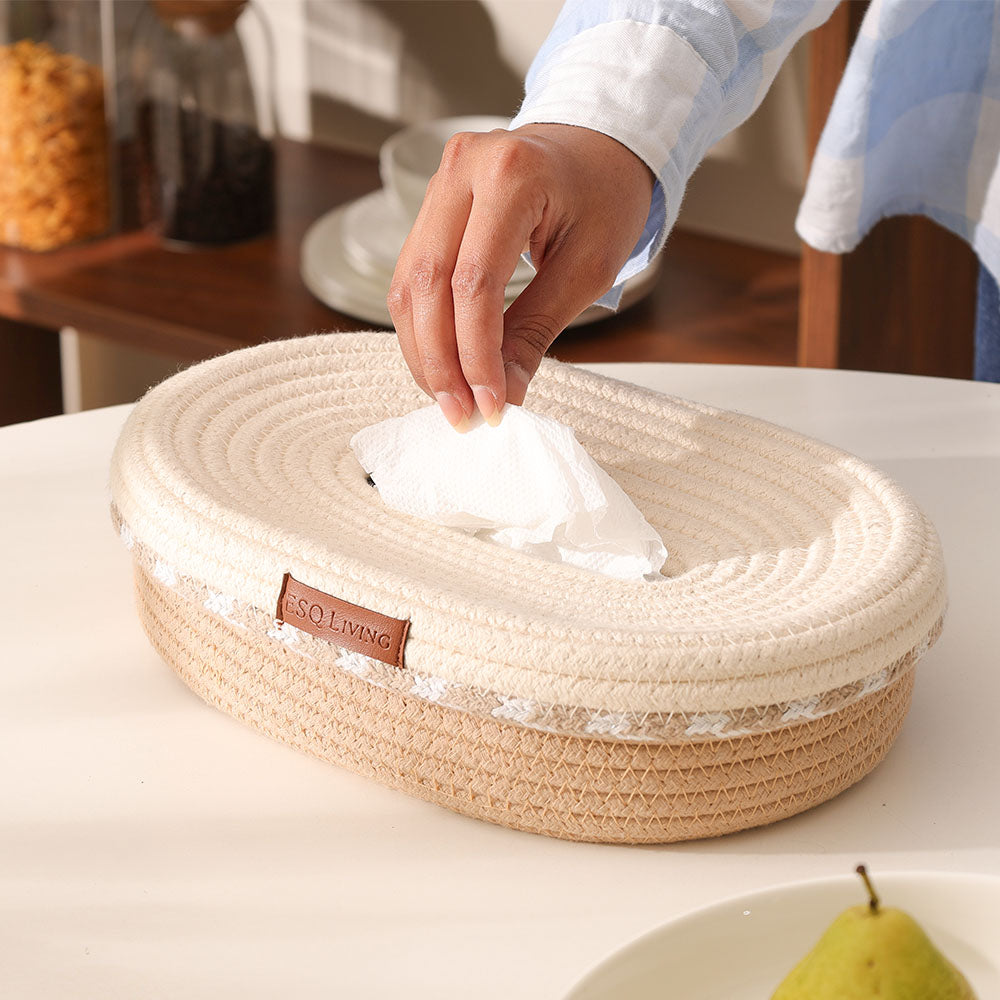 Pavoy Oval Tissue Box Holder - Natural Cream