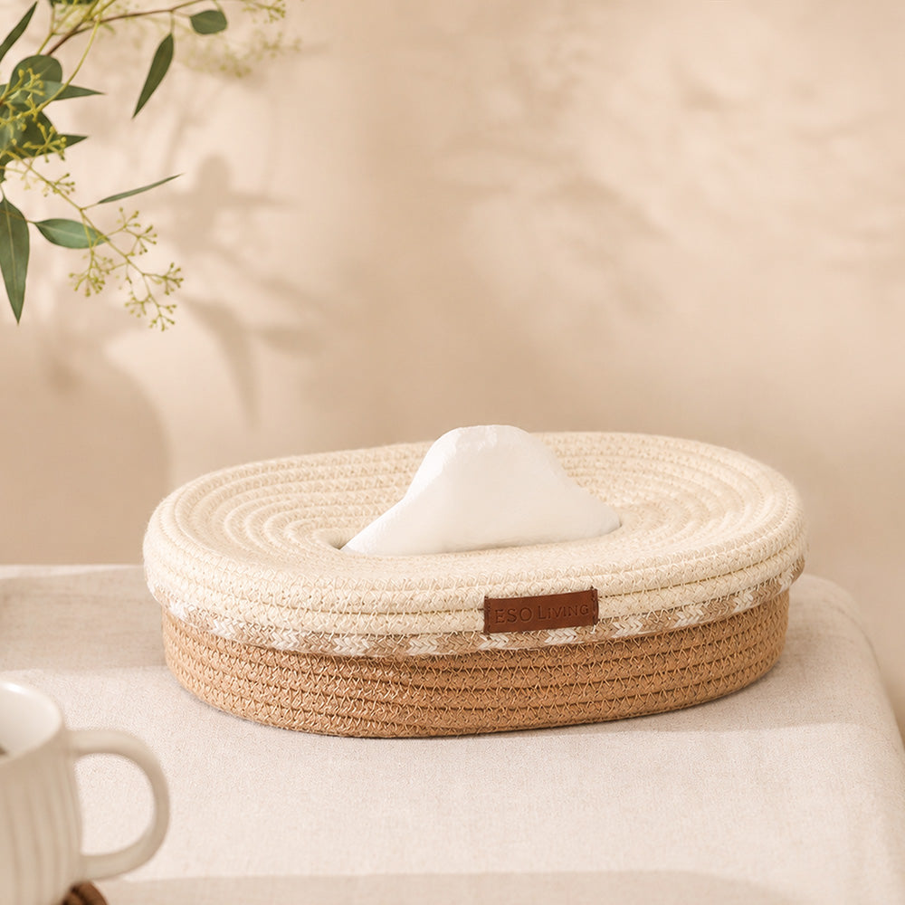 Pavoy Oval Tissue Box Holder - Natural Cream