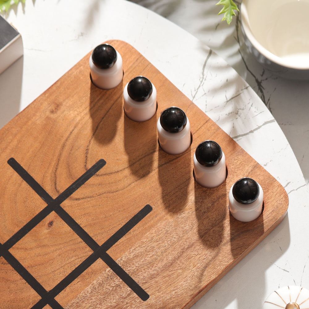 Pawn Tic-Tac-Toe Tabletop Game - Natural Monochrome