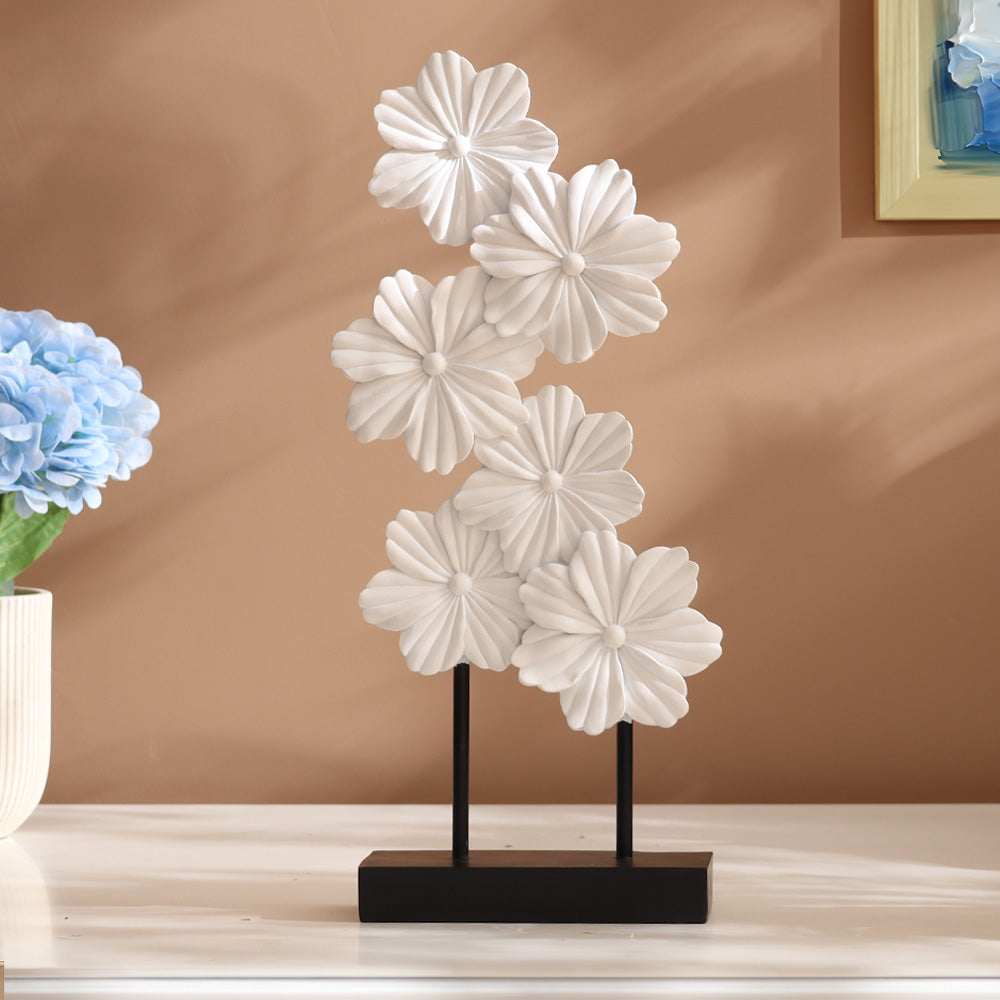 Peach Flowers Decorative Sculpture - White