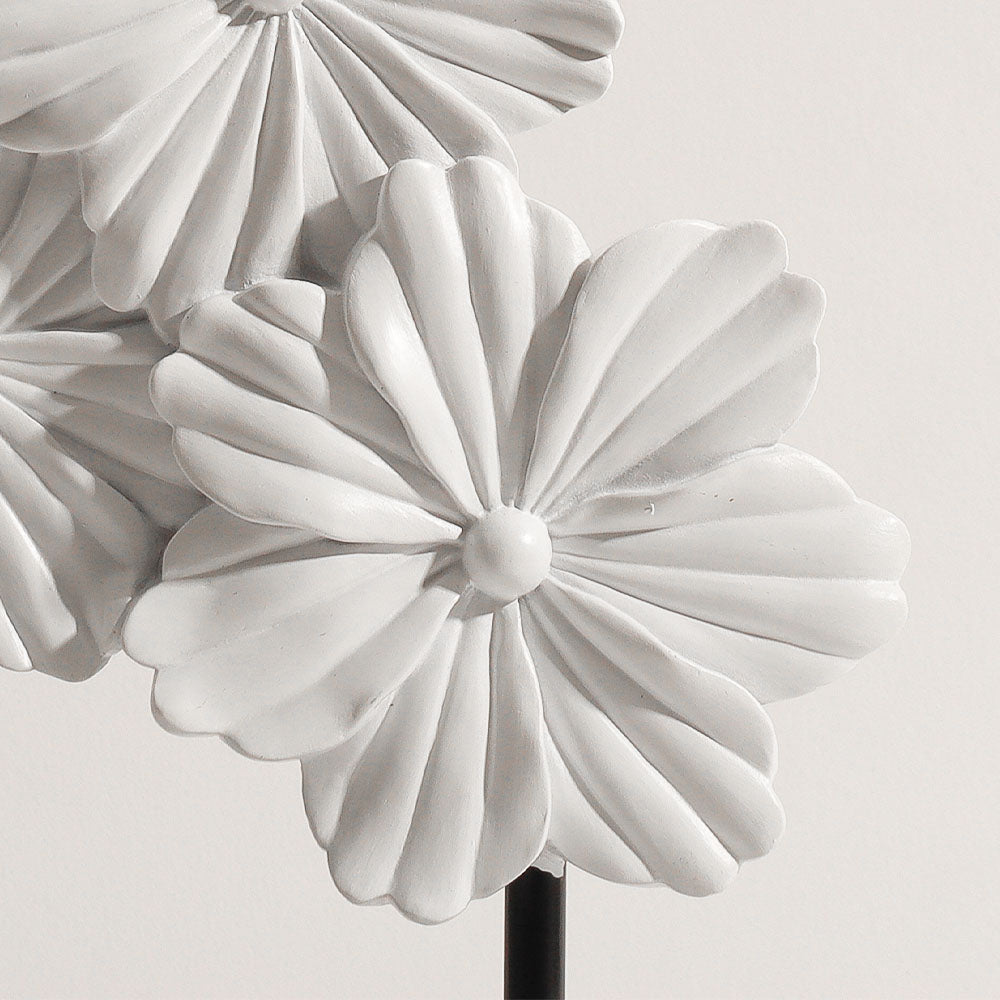 Peach Flowers Decorative Sculpture - White