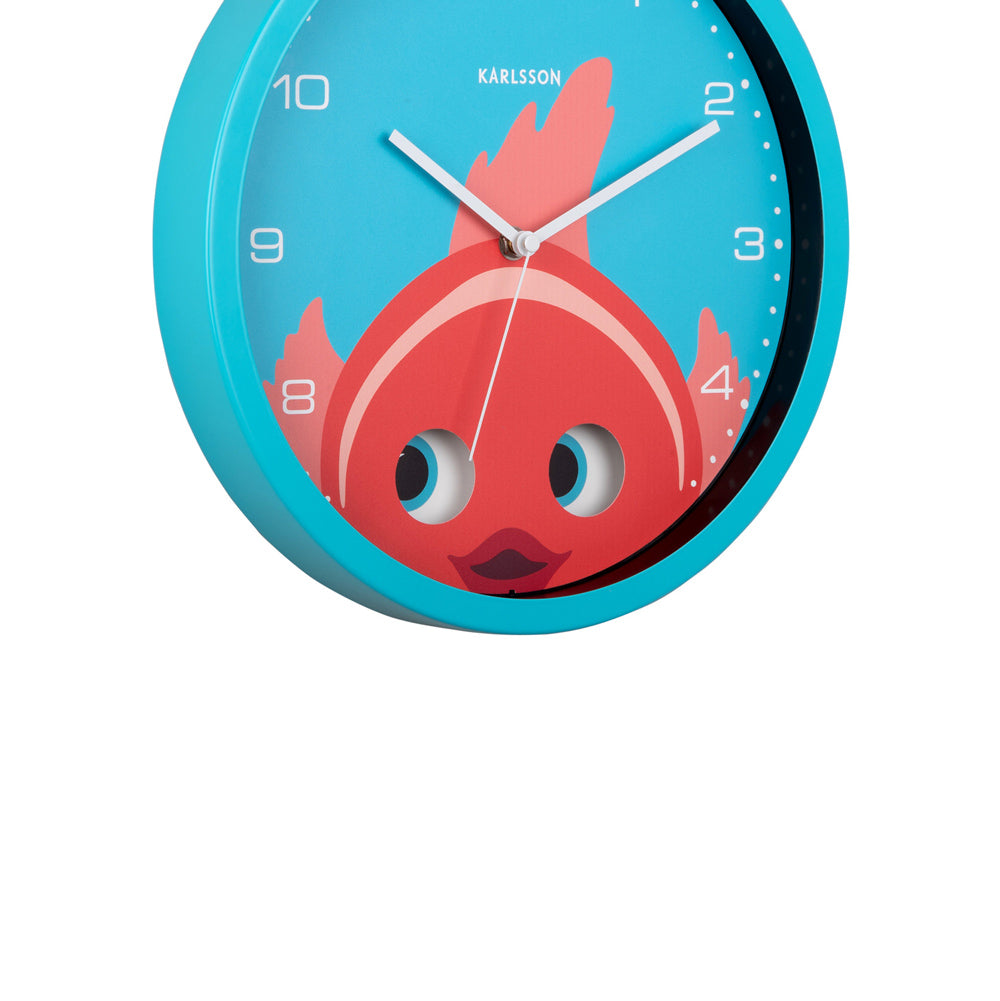 Peekaboo Fish Wall Clock 31cm - Blue