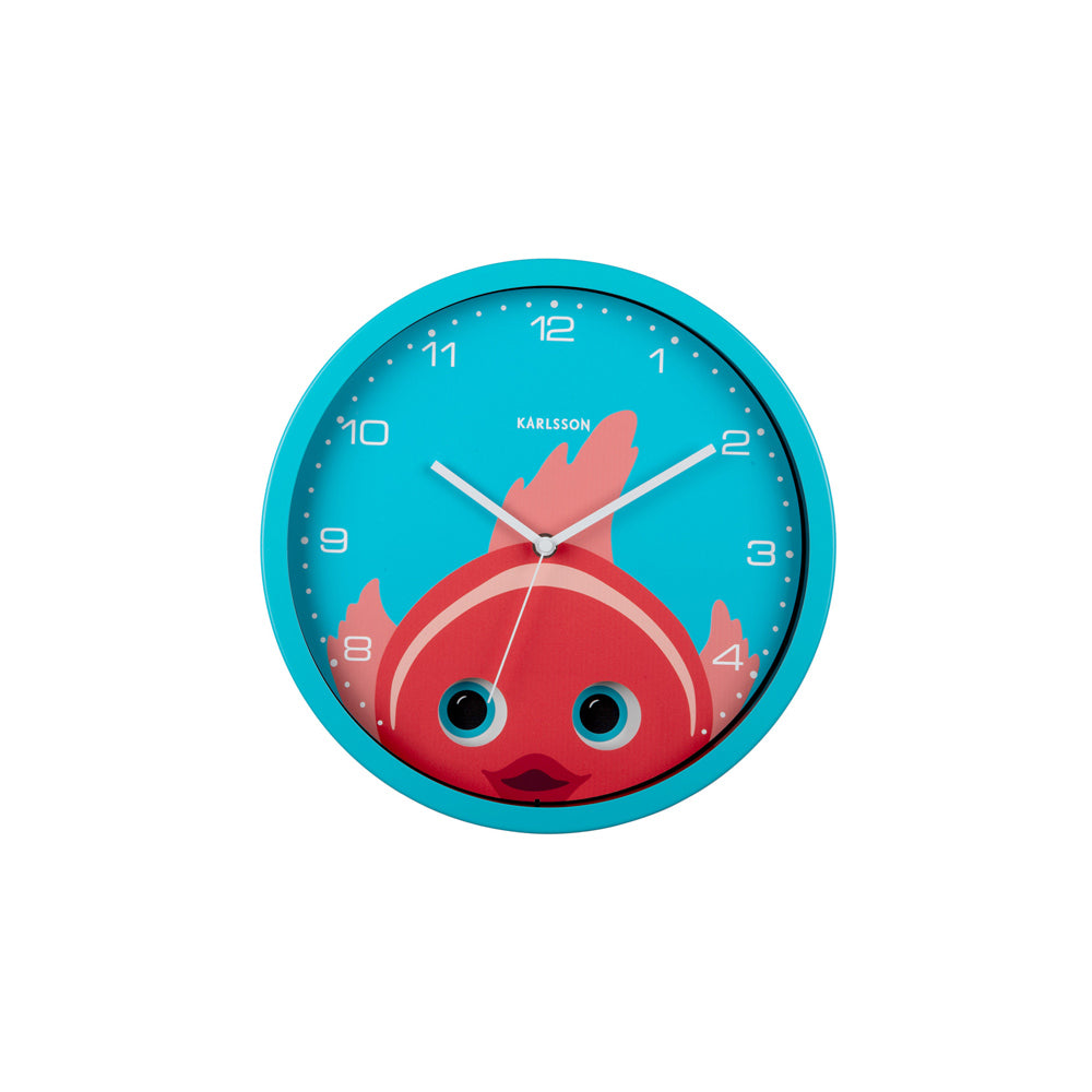 Peekaboo Fish Wall Clock 31cm - Blue