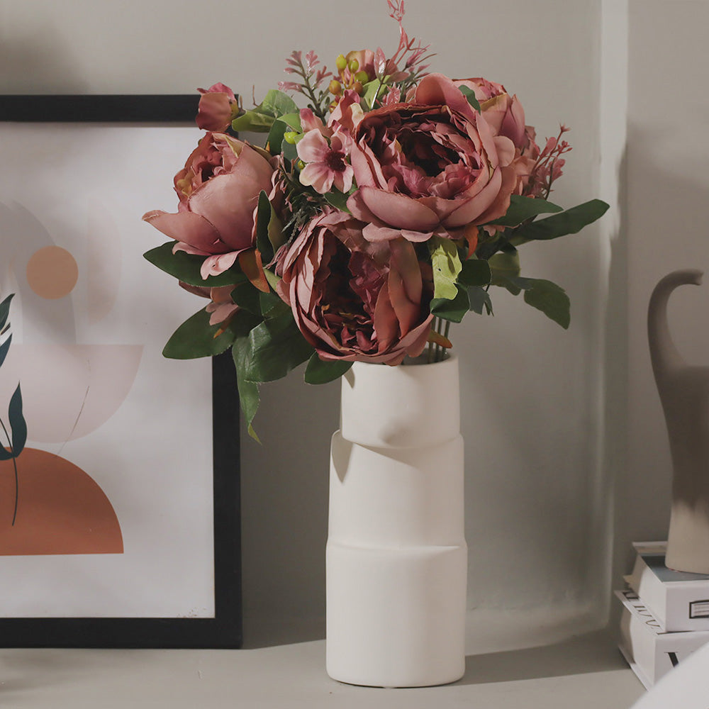 Peony with Wildflowers Faux Bunch - Dusty Pink