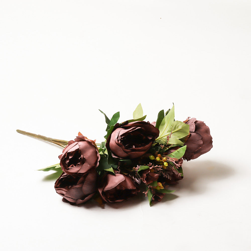 Peony with Wildflowers Faux Bunch - Dusty Pink