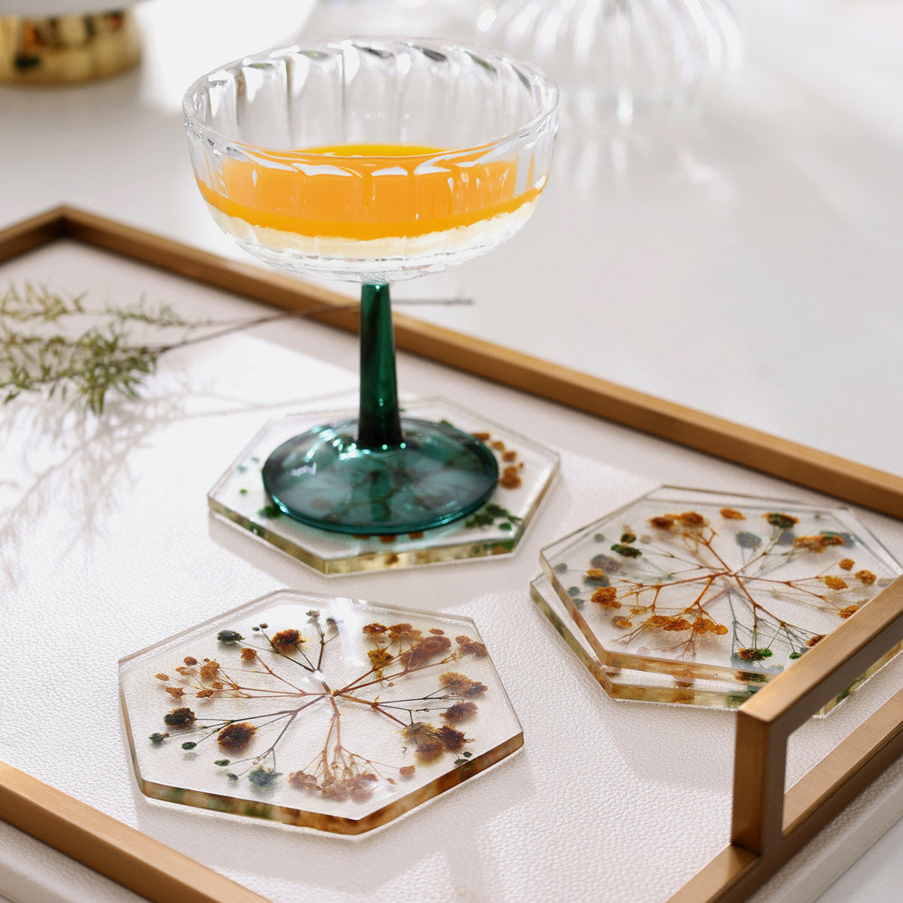 Perfekta Glass Hexagon Coasters, Set of 4