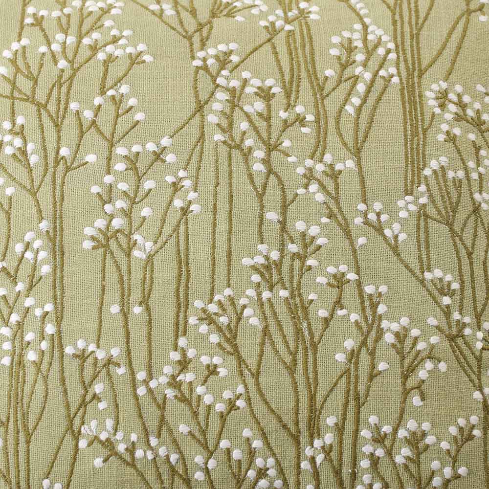 Perfekta Beaded Embroidered Cotton Cushion Cover 45x45cm - Green White