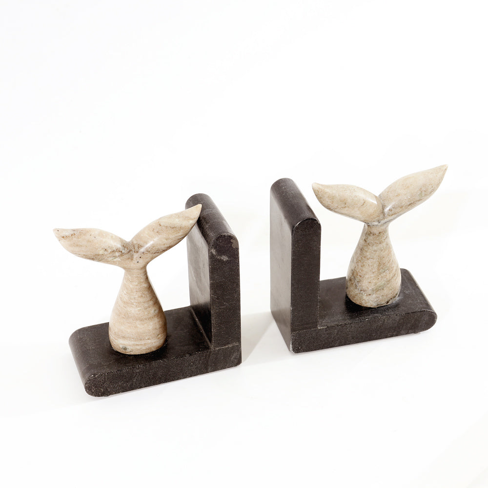 Fishtail Marble Bookends, Set of 2 - Desert Black