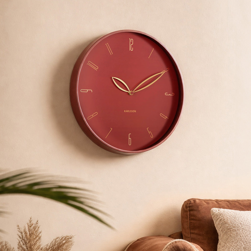 Petals Wall Clock 40cm - Red Ochre
