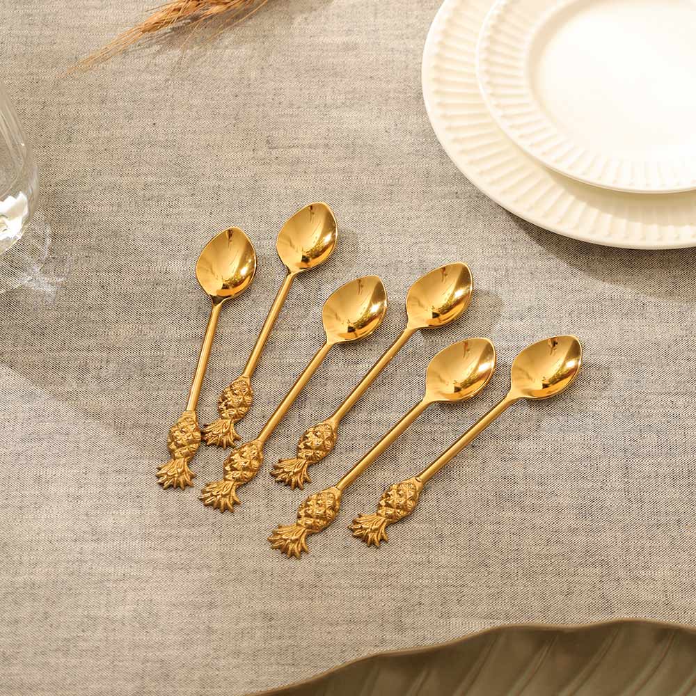 Pina Dessert Spoons, Set of 6 - Gold