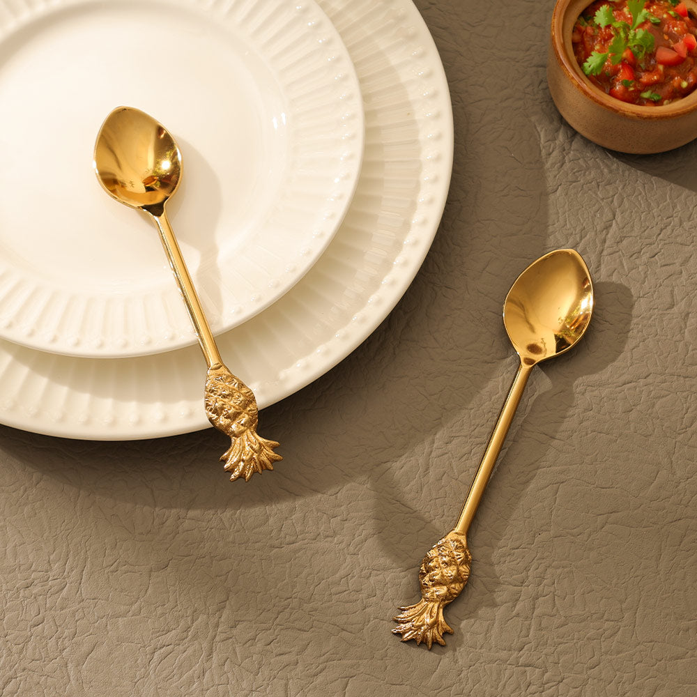 Pina Dessert Spoons, Set of 6 - Gold
