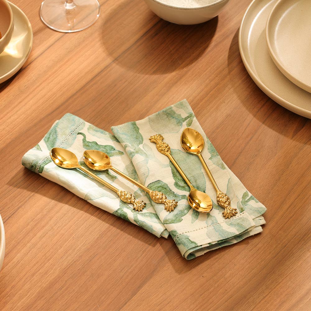 Pina Dessert Spoons, Set of 6 - Gold