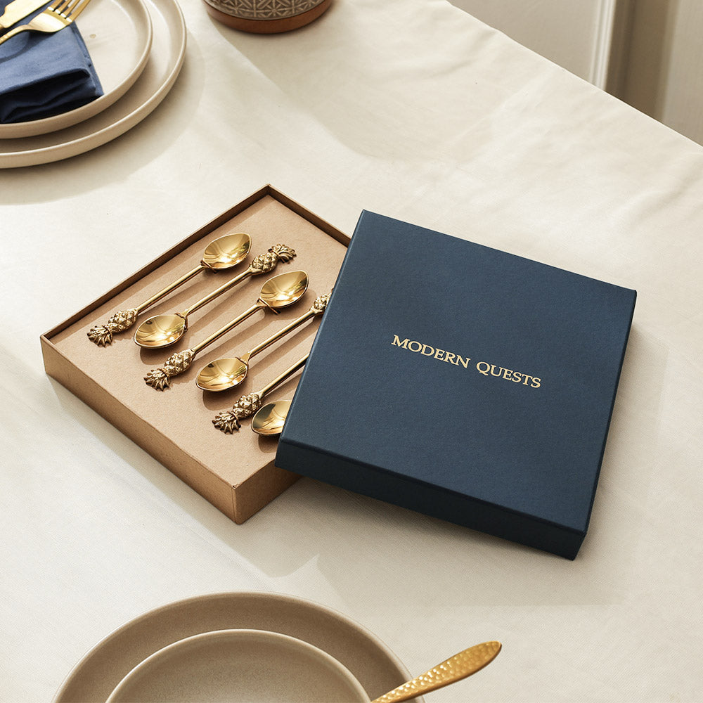 Pina Dessert Spoons, Set of 6 - Gold
