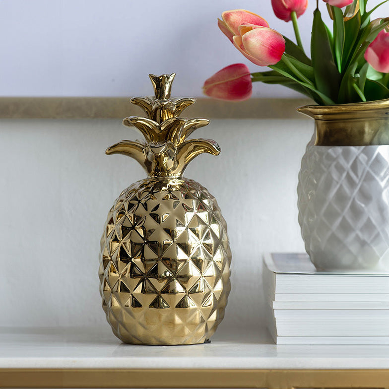 Pineapple Ceramic Sculpture Large - Gold