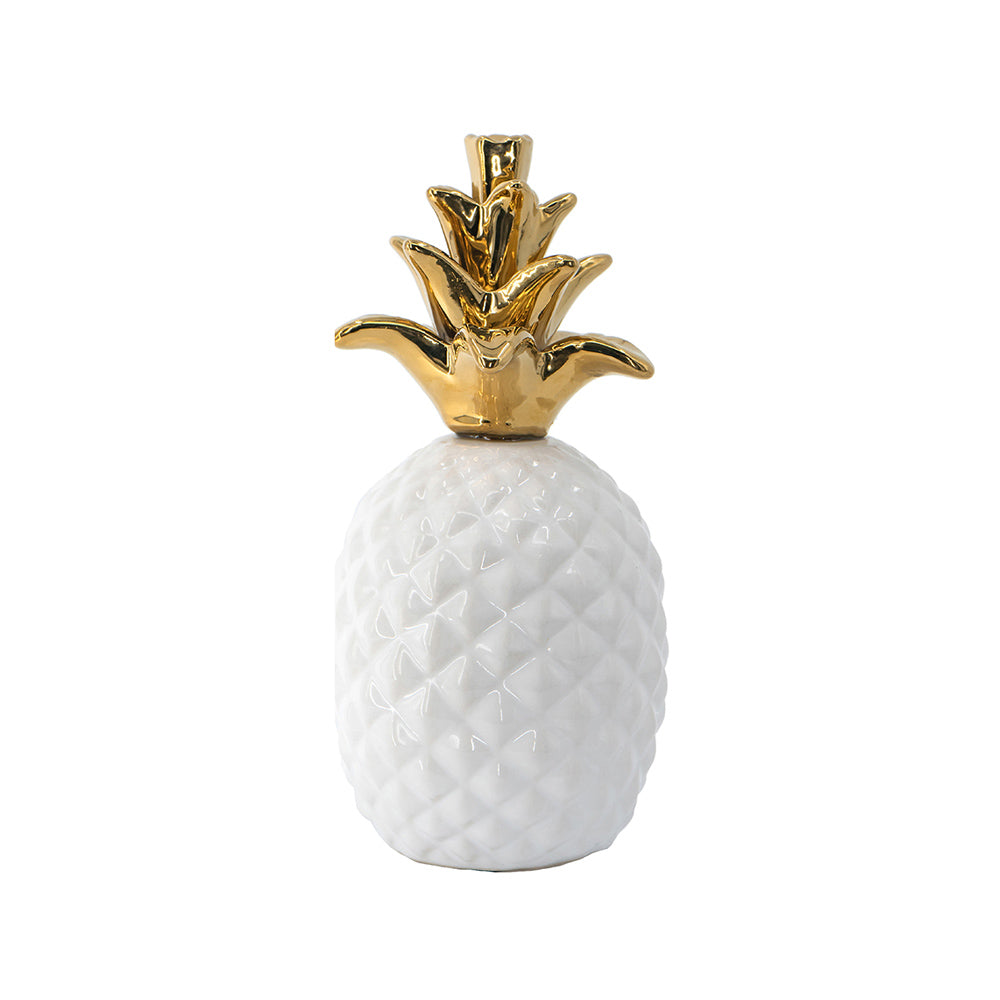 Pineapple Ceramic Sculpture Medium - White Gold