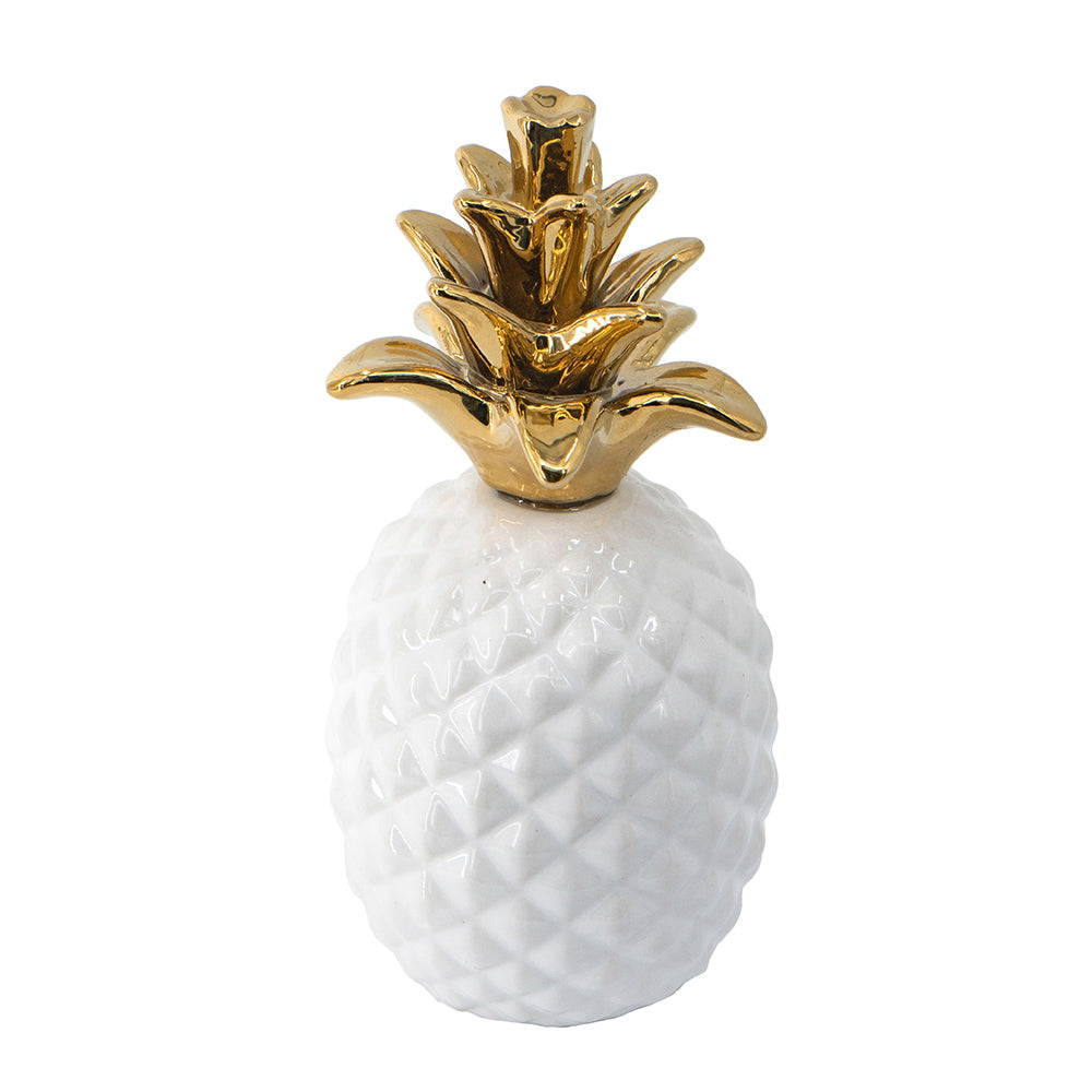 Pineapple Ceramic Sculpture Medium - White Gold