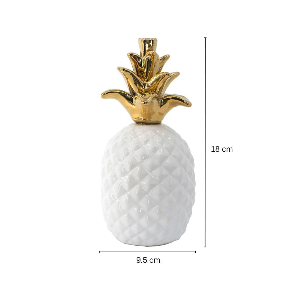 Pineapple Ceramic Sculpture Medium - White Gold