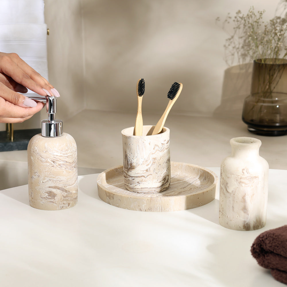 Piper 4-piece Bathroom Set - Marbled Beige