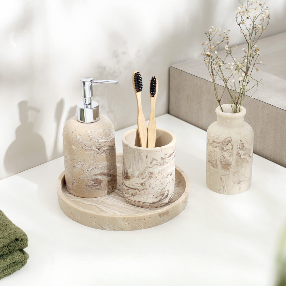 Piper 4-piece Bathroom Set - Marbled Beige