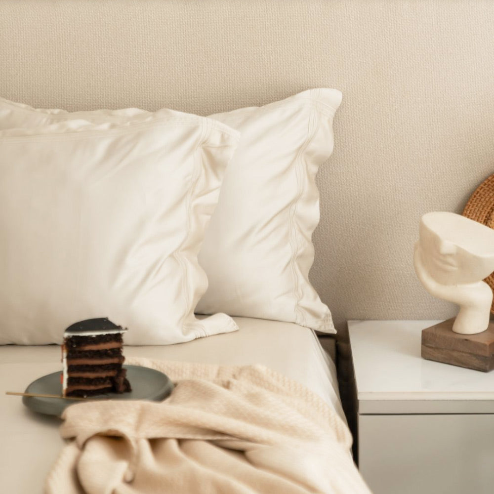 Pleated Bamboo Bedsheet Set - Ecru