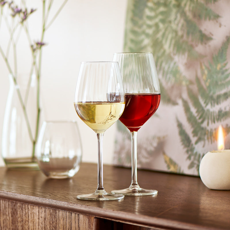 Plisse White Wine Glasses 380ml, Set of 4