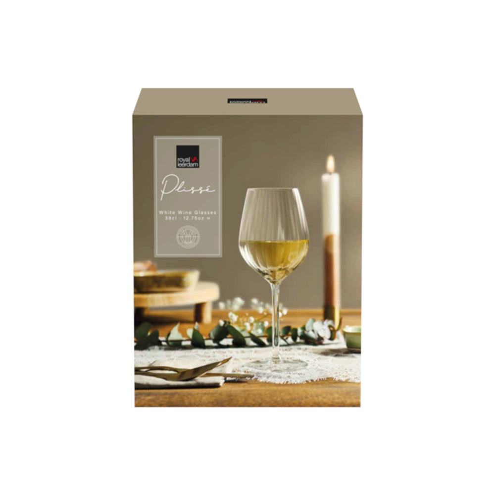 Plisse White Wine Glasses 380ml, Set of 4