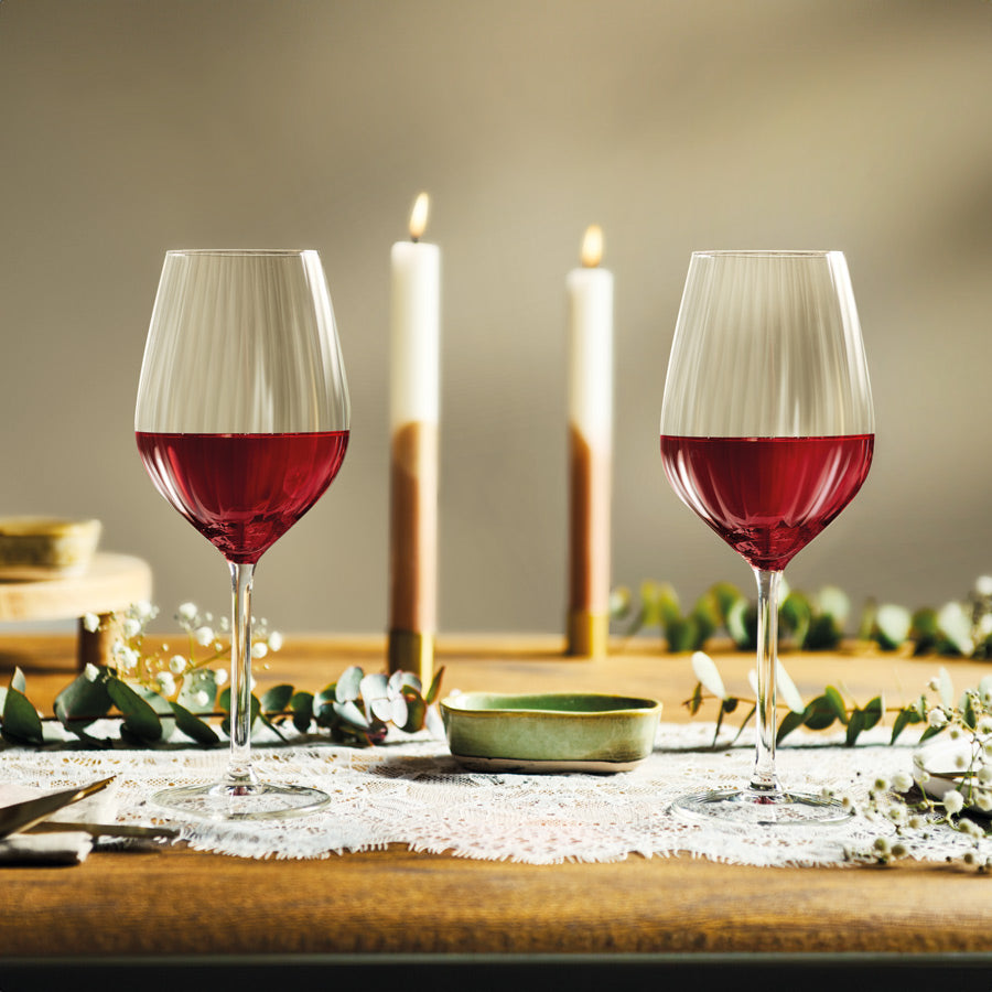 Plisse Red Wine Glasses 500ml, Set of 4