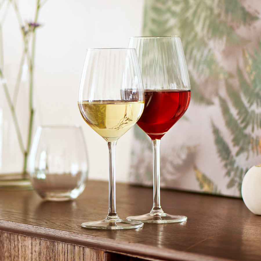 Plisse Red Wine Glasses 500ml, Set of 4