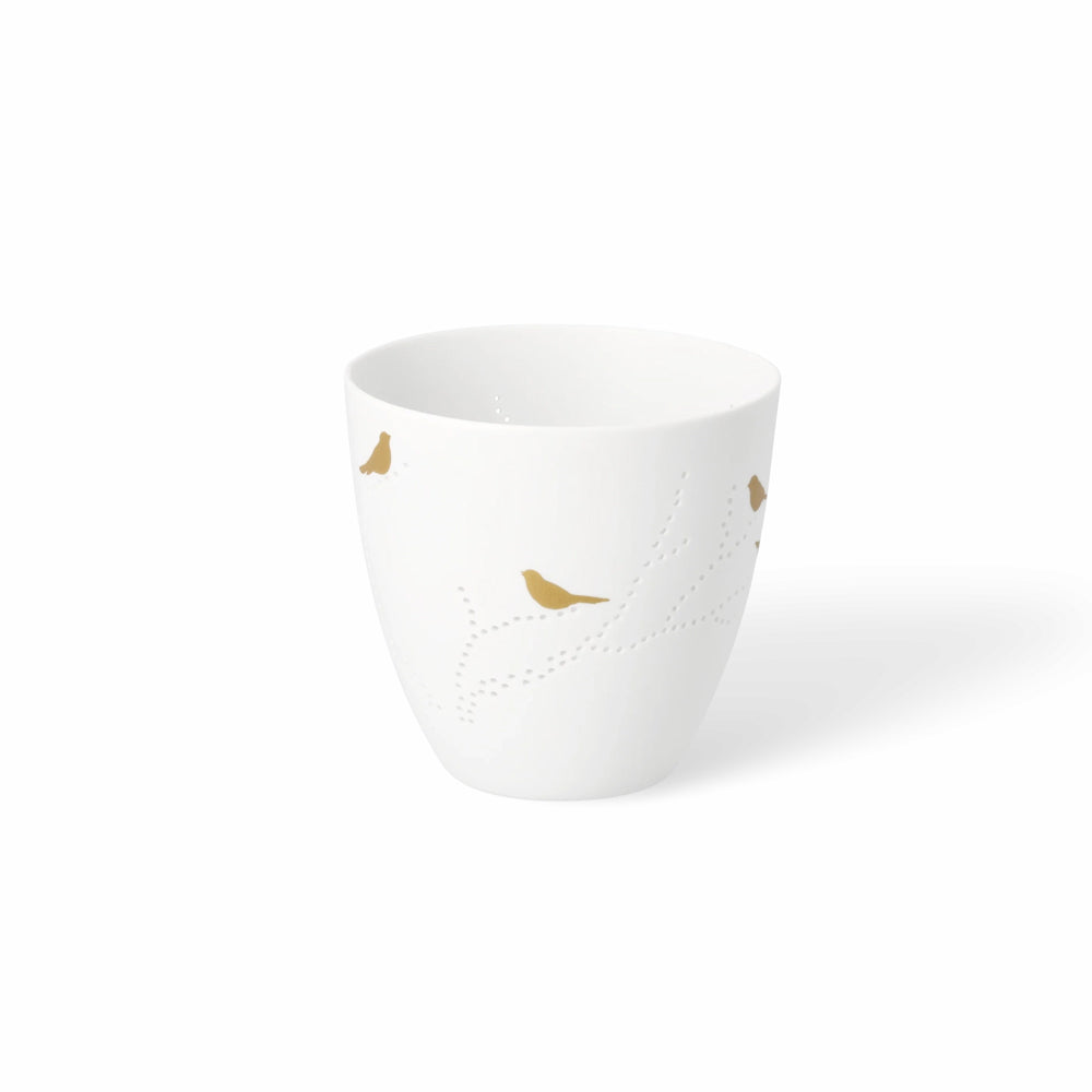 Porcelain Tealight Holder - Gold Birds
