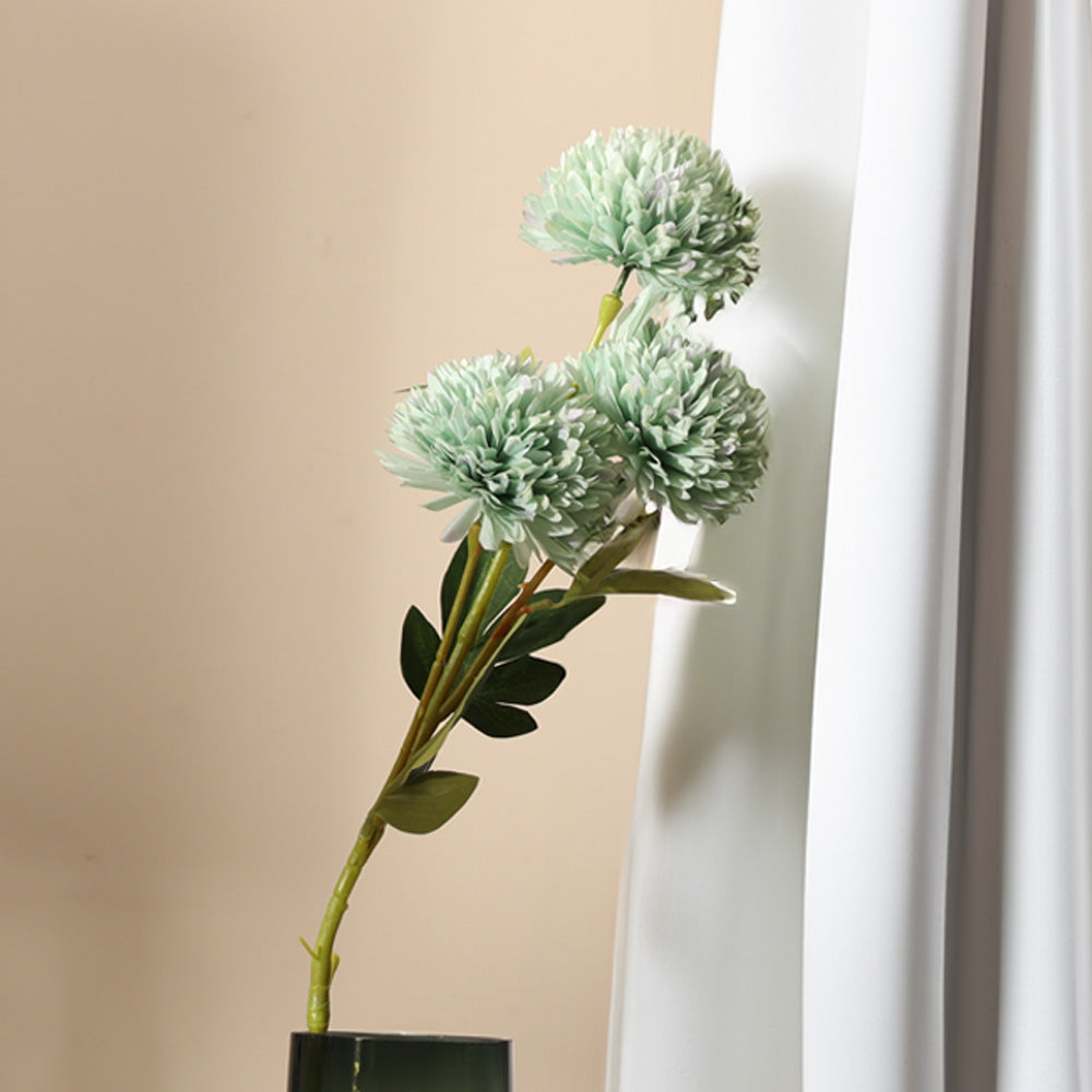 Pompon Chrysanthemum Faux Stem - Aqua